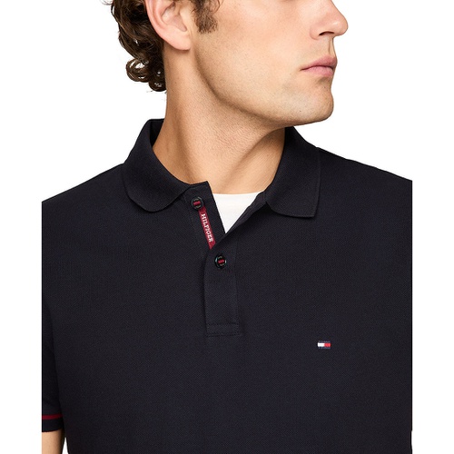 타미힐피거 Mens Regular Fit Stripe Sleeve Polo Shirt