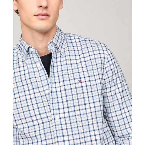 타미힐피거 Mens Long Sleeve Printed Button Down Shirt