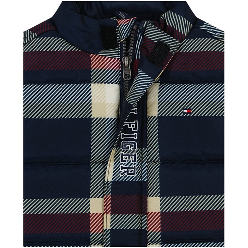 타미힐피거 Toddler Boy Plaid Print Puffer Vest Long Sleeve Jersey Tee and Joggers 3 Piece Set