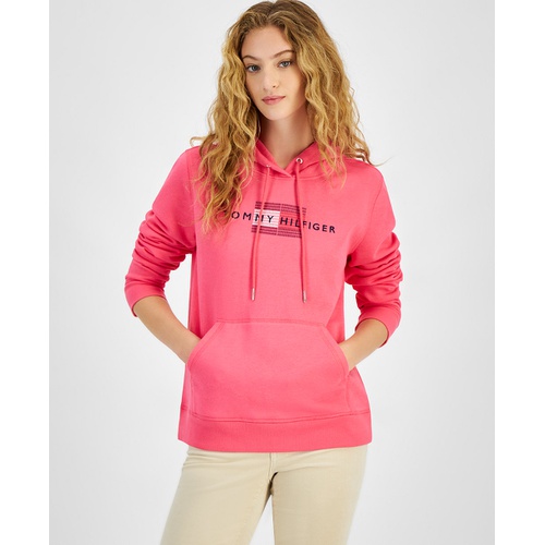 타미힐피거 Womens Logo Graphic Pullover Hoodie