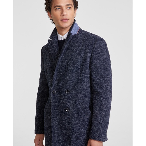 타미힐피거 Mens Modern Fit Blue Overcoat