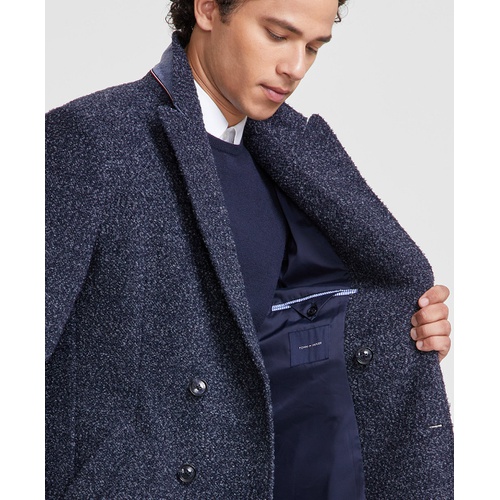 타미힐피거 Mens Modern Fit Blue Overcoat