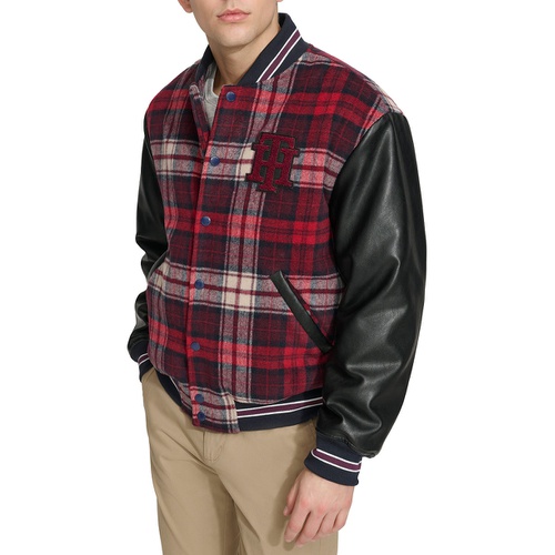 타미힐피거 Mens Wool Mix Logo Varsity Jacket