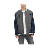 Mens Heather Gray Navy New England Patriots Gunner Full Zip Varsity Jacket