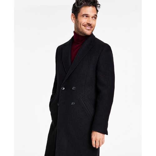 타미힐피거 Mens Modern Fit Solid Double Breasted Overcoat