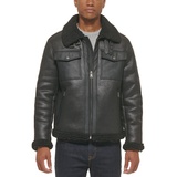 Mens Faux Leather Shortie Rancher Jacket with Fleece Accents