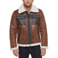 Mens Faux Leather Shortie Rancher Jacket with Fleece Accents