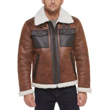 Mens Faux Leather Shortie Rancher Jacket with Fleece Accents