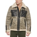 Mens Faux Leather Shortie Rancher Jacket with Fleece Accents