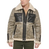 Mens Faux Leather Shortie Rancher Jacket with Fleece Accents