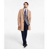 Mens Addison Wool Blend Trim Fit Overcoat