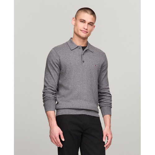 타미힐피거 Mens Long Sleeve Polo Cotton Cashmere Sweatert