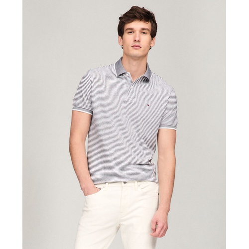 타미힐피거 Mens Regular Fit Tipped Linen Polo Shirt