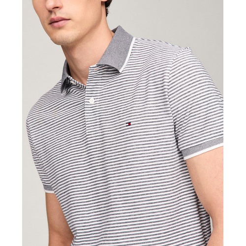 타미힐피거 Mens Regular Fit Tipped Linen Polo Shirt