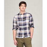 Mens Iconic Linen Check Slim Fit Long Sleeve Shirt