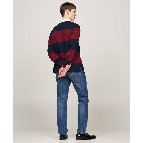 타미힐피거 Mens Regular Fit Stripe Rugby Sweatshirt