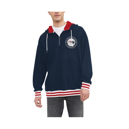 타미힐피거 Mens Navy New England Patriots Aaron Quarter Zip Hoodie