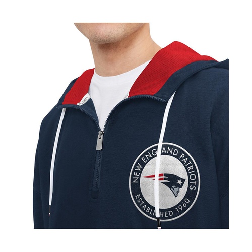 타미힐피거 Mens Navy New England Patriots Aaron Quarter Zip Hoodie