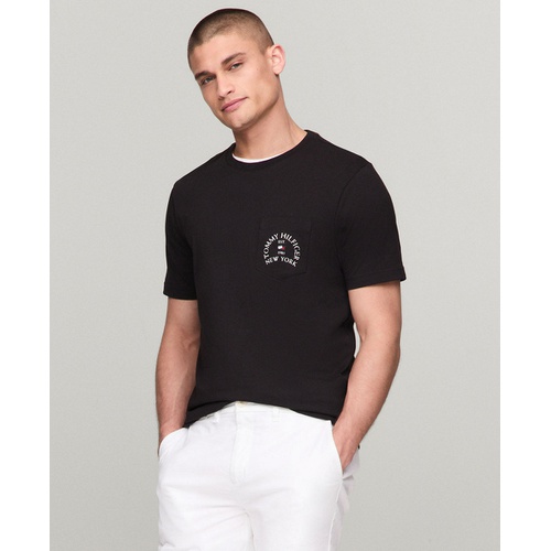 타미힐피거 Mens Short Sleeve Crewneck Arch Pocket T Shirt