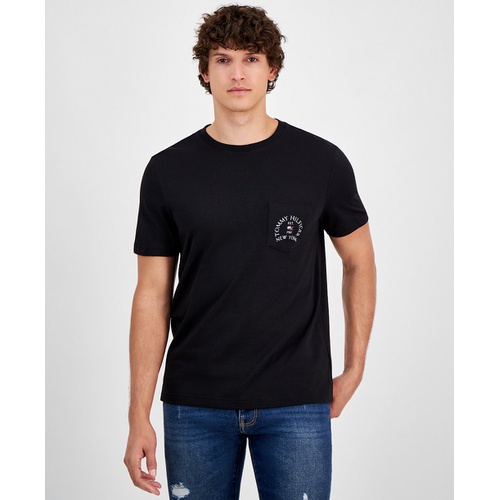 타미힐피거 Mens Short Sleeve Crewneck Arch Pocket T Shirt