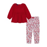 Baby Girl Corduroy Peasant Tunic Floral Stretch Leggings 2 Piece Set