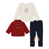 Baby Girl Long Sleeve Logo Tee Berber Jacket Stretch Leggings 3 Piece set