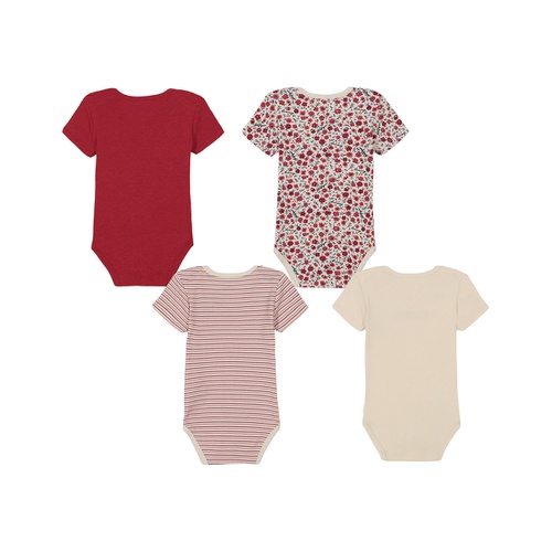 타미힐피거 Baby Girl Floral Stripe Short Sleeve Bodysuits 4 Pack