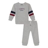 Baby Boy Quilted Fleece Logo Crewneck Sweatshirt And Joggers 2 Piece Set