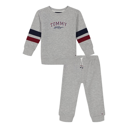 타미힐피거 Baby Boy Quilted Fleece Logo Crewneck Sweatshirt And Joggers 2 Piece Set