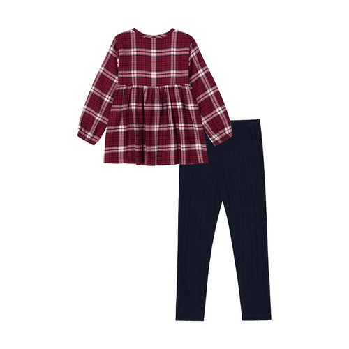 타미힐피거 Toddler and Little Girls Plaid Empire Tunic and Ribbed Leggings 2 Piece Set