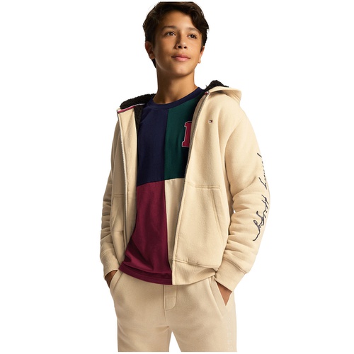 타미힐피거 Toddler and Little Boys Script Full Zip Soft Sherpa Hoodie