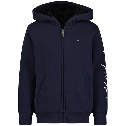 타미힐피거 Toddler and Little Boys Script Full Zip Soft Sherpa Hoodie