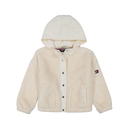 타미힐피거 Big Girls Mixed Media Minky Snap Front Hoodie