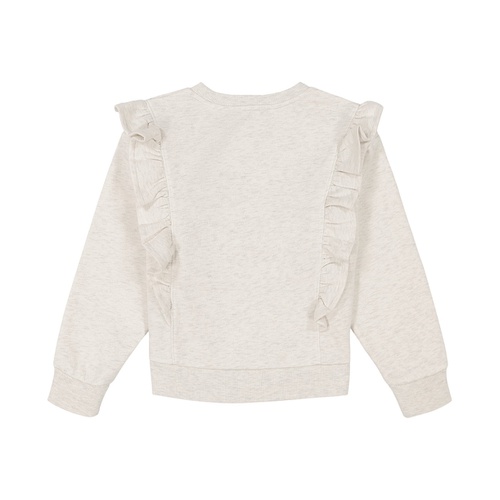 타미힐피거 Big Girls Ruffle Trim Fleece Crewneck Sweatshirt