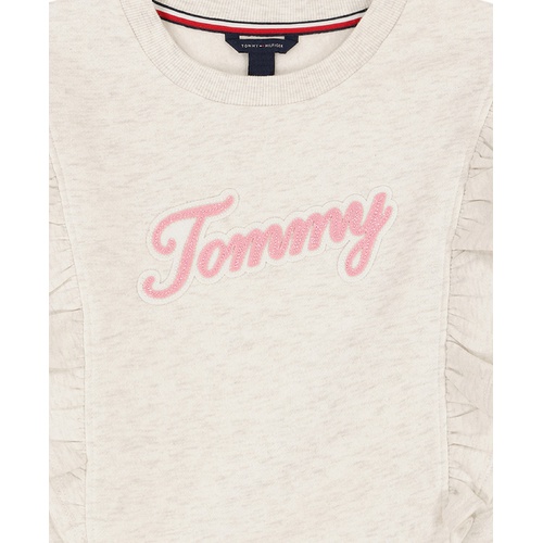 타미힐피거 Big Girls Ruffle Trim Fleece Crewneck Sweatshirt