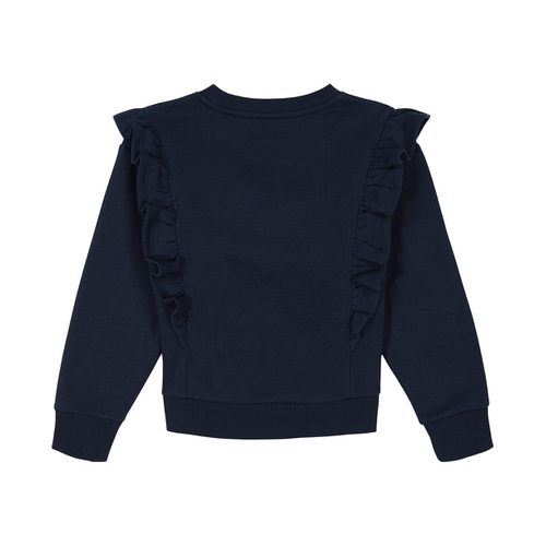타미힐피거 Big Girls Ruffle Trim Fleece Crewneck Sweatshirt