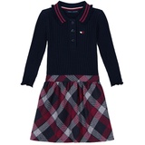 Toddler and Little Girls Ribbed Plaid Long Sleeve Polo Dress