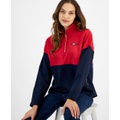 Womens Colorblocked Quarter Zip Sweatshirt