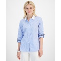 Womens Cotton Bengal Stripe Roll Tab Shirt t