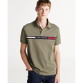 Mens Short Sleeve Embroidered Chest Stripe Polo Shirt