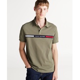 Mens Short Sleeve Embroidered Chest Stripe Polo Shirt