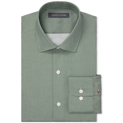 타미힐피거 Mens Flex Regular Fit Wrinkle Resistant Stretch Twill Dress Shirt