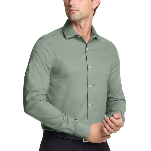 타미힐피거 Mens TH Flex Slim Fit Wrinkle Free Stretch Twill Dress Shirt