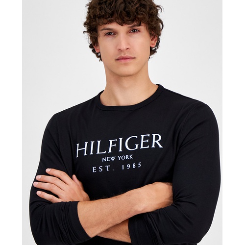 타미힐피거 Mens Cotton Logo Long Sleeve T Shirt