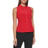Womens Tommy Hilfiger Sleeveless Point Collar Blouse