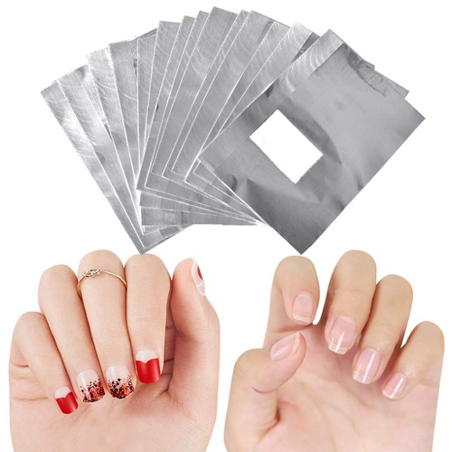  Tongcloud 400pcs Nail Polish Remover Nail Foil Wraps Nail Gel Remover Soak Off Foils Cotton Pads Gel Polish Remover Soak Off Foils Gel Nail Polish Remover Wrap (2.5x3.5, Sliver)