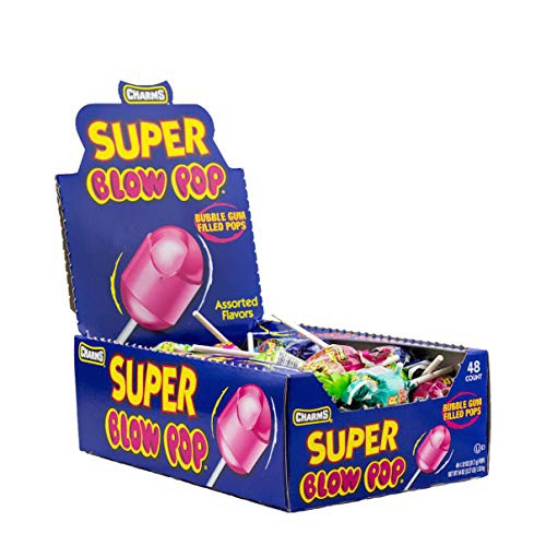  Tootsie Roll Charms Super Blow Pops 48 Lollipops/Box,Assorted Flavors