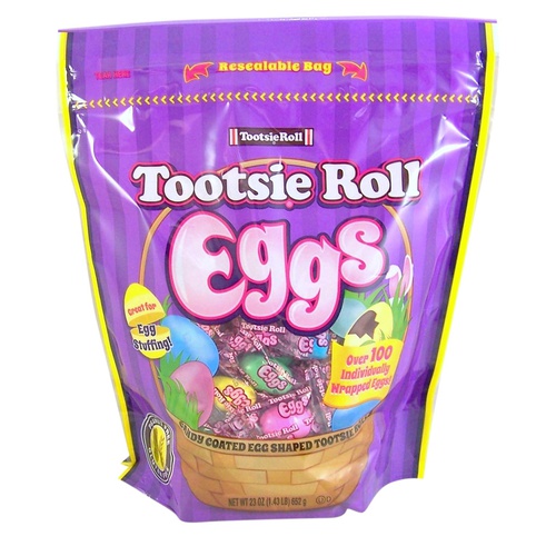  Tootsie Roll Eggs Candy Coated Egg Shaped Individually Wrapped Easter Candy, 23 oz Resealable Bag (Single)