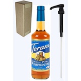 Torani Sugar Free Pumpkin Pie Flavoring Syrup, 750mL (25.4 Fl Oz) Glass Bottle, Individually Boxed, With Black Pump