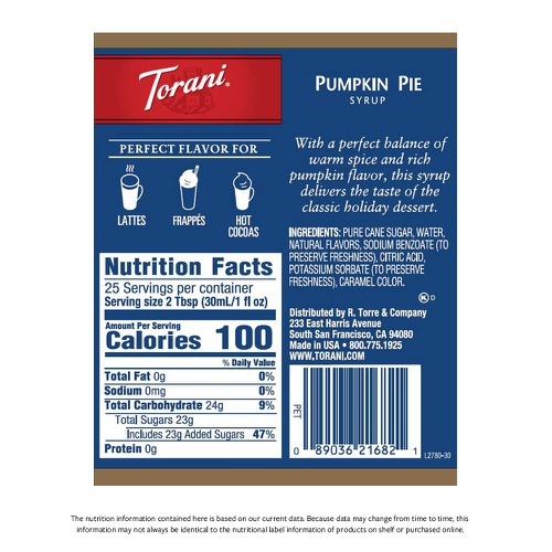  Torani Syrup, Pumpkin Pie, 25.4 Ounce (Pack of 4)